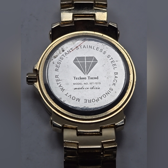 Mens Techno Trend Gold Tone 48mm BLING Crystals Rhinestone Watch New Battery - Picture 11 of 11